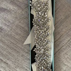 Crystal belt with satin sash
